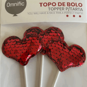 Topo de bolo coração vermelho