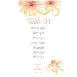 Lista de convidados por mesa