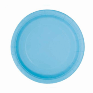 Prato em papel azul claro liso